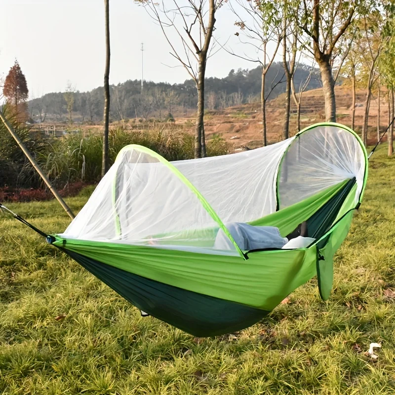 Low Price Quick Open Outdoor Swing Bed Colorful Mesh Nylon Fabric Mosquito-Proof Swing camping hammock